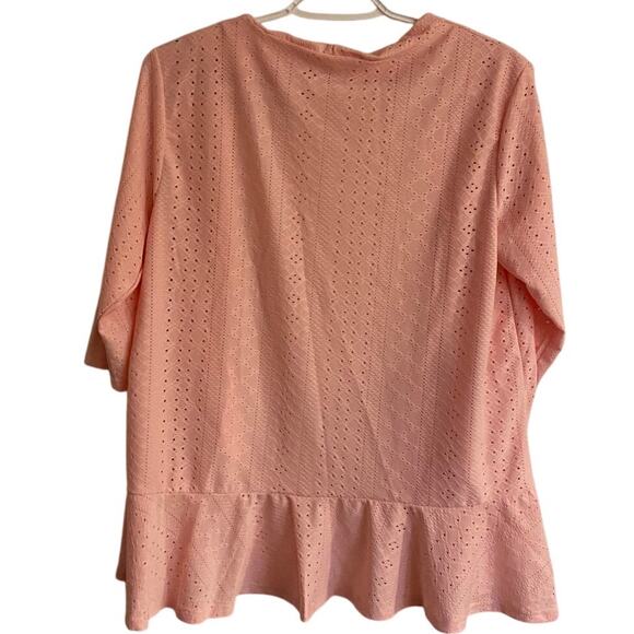 Pink Eyelet Cover Up Sz M Flowy Outerwear Casual - Picture 3 of 5